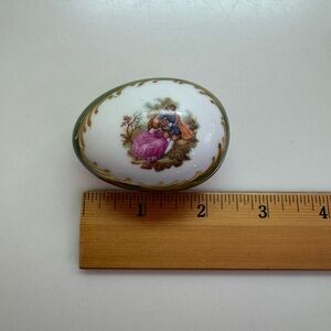 Limoges Decorative Porcelain Egg with Pastoral Scene